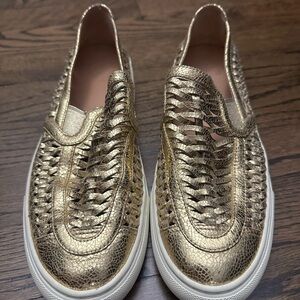 Tory Burch Metallic Gold Slip-On Sneakers